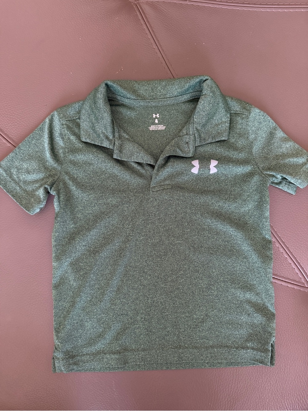 4T Under Armour Boys' Heathered Forest Green Polo performance material
